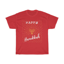 Happy Hanukkah - Front and Back designs - Unisex Heavy Cotton Tee