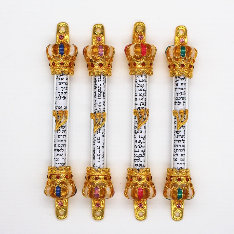 Mezuzah Clear Tube - Gold Plated House Door Talisman with Prayer from Jerusalem Non Kosher Scroll